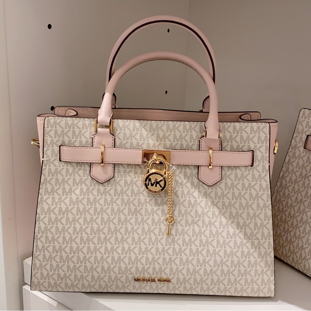 Michael Kors Hamilton Medium Satchels in vanilla/pink